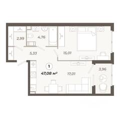ЖК «Знатный», планировка 1-комнатной квартиры, 47.08 м²