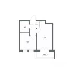 ЖК «NEWПИТЕР», планировка 1-комнатной квартиры, 36.26 м²