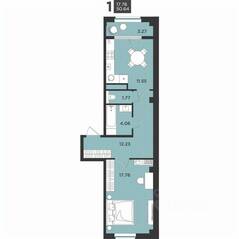 МЖК «Новокасимово», планировка 1-комнатной квартиры, 50.64 м²