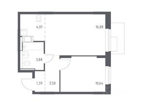 ЖК «Пятницкие Луга», планировка 1-комнатной квартиры, 40.38 м²