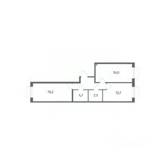 ЖК «Парусная 1», планировка 2-комнатной квартиры, 66.70 м²
