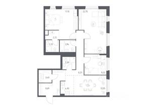 ЖК «Новое Внуково», планировка 3-комнатной квартиры, 100.70 м²