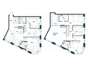 ЖК «Level Академическая», планировка 4-комнатной квартиры, 171.40 м²
