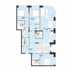 ЖК «Садовническая 69», планировка 3-комнатной квартиры, 164.84 м²