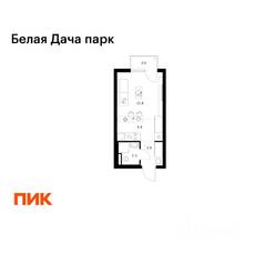 ЖК «Белая Дача парк», планировка студии, 22.60 м²