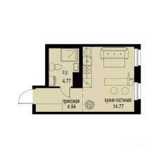 ЖК «ID Murino III», планировка студии, 24.48 м²