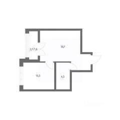 ЖК «NEWПИТЕР», планировка 1-комнатной квартиры, 35.30 м²