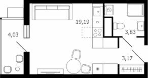 ЖК «Десятка», планировка студии, 27.50 м²