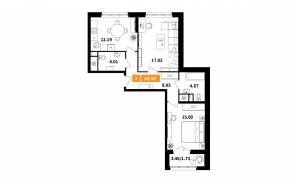 ЖК «Планерный квартал», планировка 2-комнатной квартиры, 63.55 м²