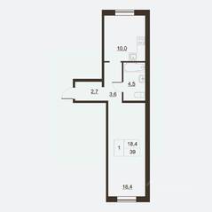 ЖК «Дом на набережной», планировка 1-комнатной квартиры, 39.70 м²