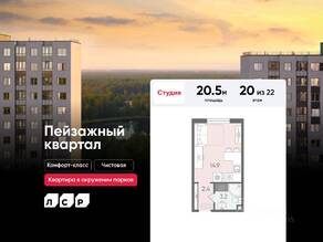 ЖК «Цветной город», планировка студии, 20.50 м²
