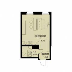 ЖК «ID Murino III», планировка студии, 27.49 м²