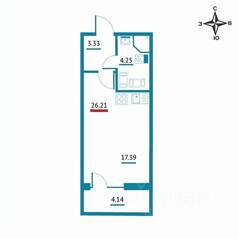 ЖК «Левитан», планировка студии, 26.21 м²
