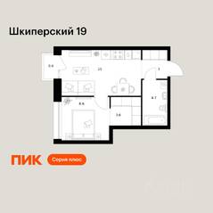 ЖК «Шкиперский 19», планировка 1-комнатной квартиры, 35.30 м²