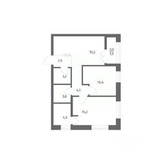 ЖК «NEWПИТЕР», планировка 2-комнатной квартиры, 58.98 м²