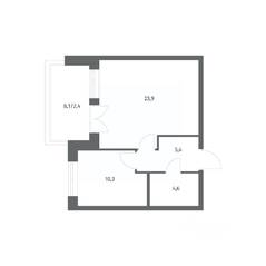 ЖК «NEWПИТЕР», планировка 1-комнатной квартиры, 46.68 м²