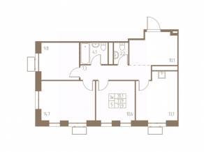 ЖК «Фабрикант», планировка 3-комнатной квартиры, 71.90 м²