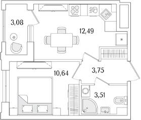 ЖК «Гранат», планировка 1-комнатной квартиры, 31.93 м²