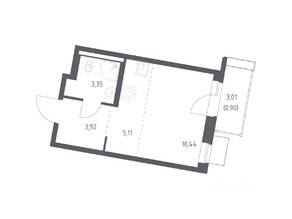 ЖК «Квартал Западный», планировка студии, 23.72 м²