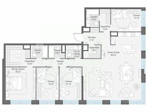 ЖК «Собрание клубных домов West Garden», планировка 4-комнатной квартиры, 173.50 м²
