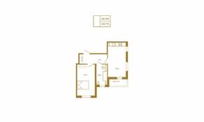 МЖК «Новая история», планировка 1-комнатной квартиры, 48.79 м²