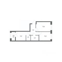 ЖК «NEWПИТЕР», планировка 2-комнатной квартиры, 54.55 м²