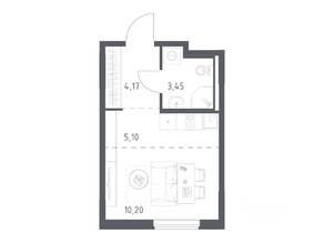 ЖК «Мытищи Парк», планировка студии, 22.92 м²