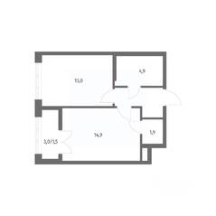 ЖК «NEWПИТЕР», планировка 1-комнатной квартиры, 40.20 м²
