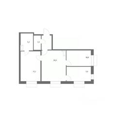 ЖК «Парусная 1», планировка 3-комнатной квартиры, 70.90 м²
