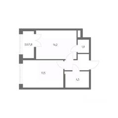 ЖК «NEWПИТЕР», планировка 1-комнатной квартиры, 39.70 м²