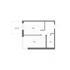 ЖК «NEWПИТЕР», планировка 1-комнатной квартиры, 46.00 м²