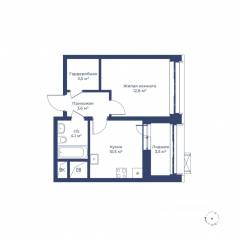 ЖК «Цветочный город», планировка 1-комнатной квартиры, 36.30 м²
