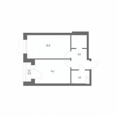 ЖК «Парусная 1», планировка 1-комнатной квартиры, 44.70 м²