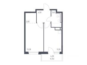 ЖК «Новые Лаврики», планировка 1-комнатной квартиры, 36.77 м²