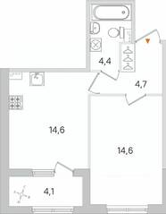 МЖК «Дубровский», планировка 1-комнатной квартиры, 40.35 м²
