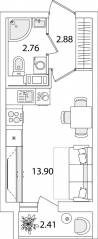 ЖК «Кинопарк», планировка студии, 20.75 м²