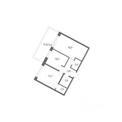 ЖК «NEWПИТЕР», планировка 2-комнатной квартиры, 61.40 м²