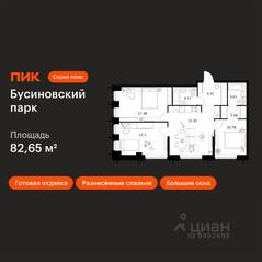 ЖК «Бусиновский парк», планировка 3-комнатной квартиры, 82.65 м²