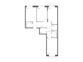 ЖК «Рублевский Квартал», планировка 3-комнатной квартиры, 80.10 м²