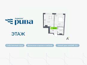ЖК «Аквилон RIVA», планировка 1-комнатной квартиры, 36.62 м²