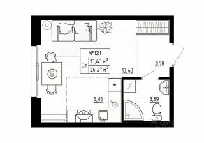 МЖК «Аннино Сити», планировка студии, 26.27 м²