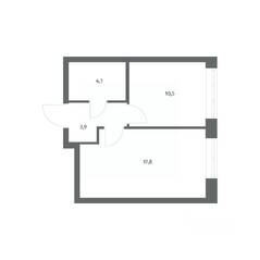 ЖК «NEWПИТЕР», планировка 1-комнатной квартиры, 36.41 м²