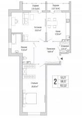 ЖК «Riga Hills», планировка 2-комнатной квартиры, 102.32 м²