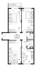 МЖК «Верево-Сити», планировка 3-комнатной квартиры, 84.90 м²