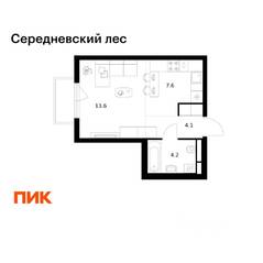 ЖК «Середневский лес», планировка студии, 30.20 м²