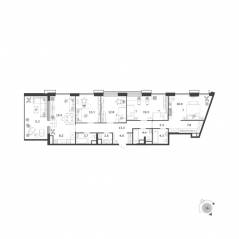 МФК «Voxhall», планировка 5-комнатной квартиры, 134.70 м²