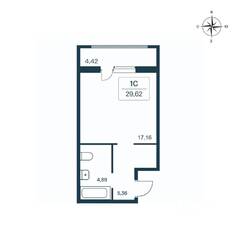 ЖК «Расцветай в Янино», планировка студии, 29.30 м²