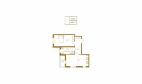МЖК «Новая история», планировка 1-комнатной квартиры, 49.47 м²