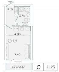 ЖК «Lampo», планировка студии, 20.30 м²