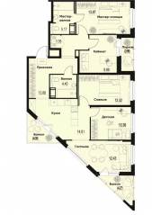ЖК «ID Murino III», планировка 4-комнатной квартиры, 102.17 м²
